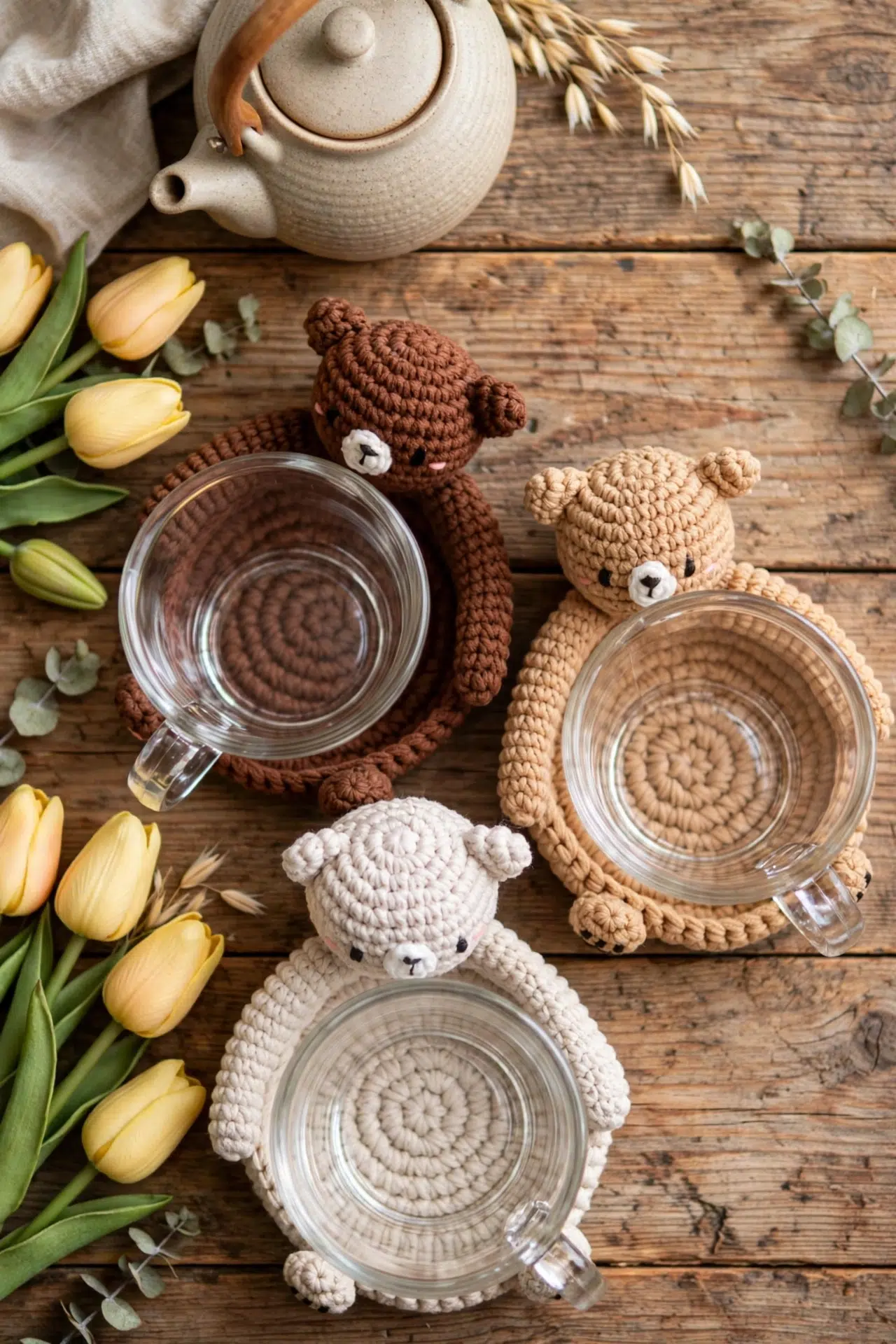 Teddy Bear Tea Coaster Crochet Pattern