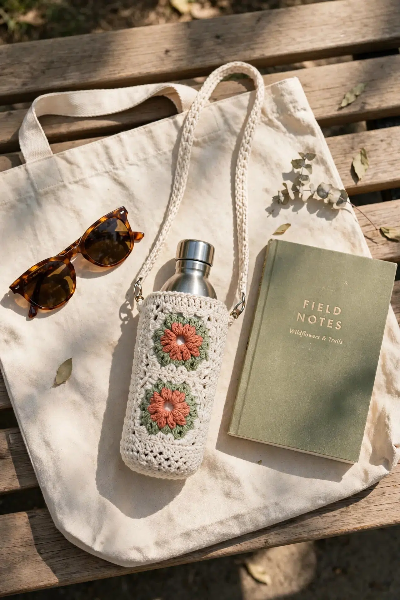 Granny Flower Water Bottle Cozy Crochet Pattern