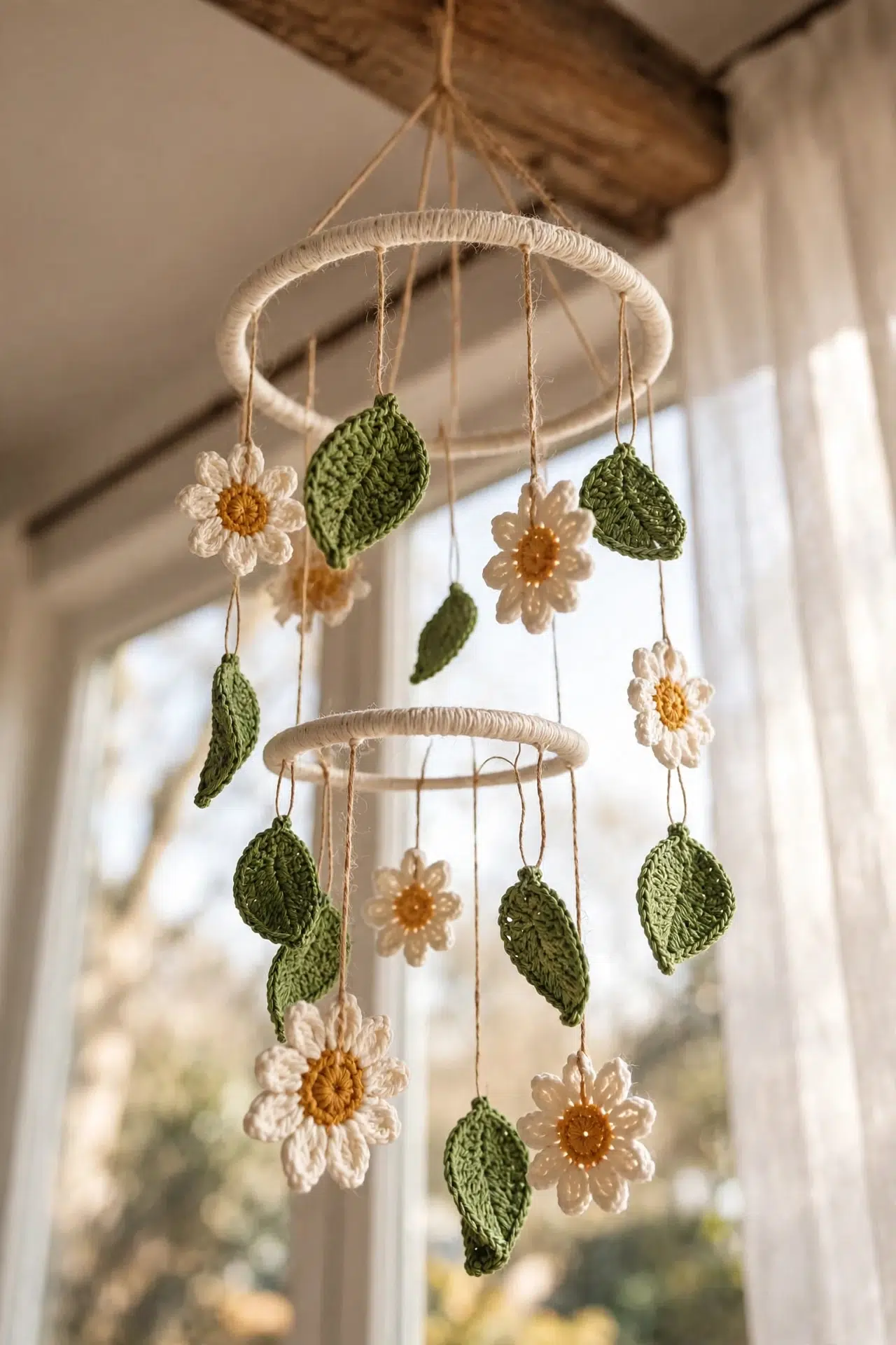 Boho Daisy Leaf Mobile Crochet Pattern