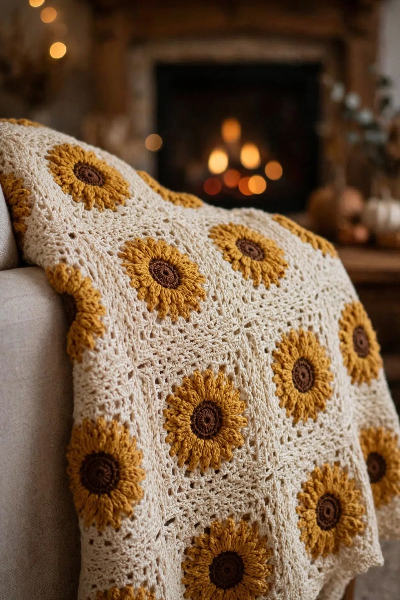 Sunflower Granny Square Blanket Crochet Pattern