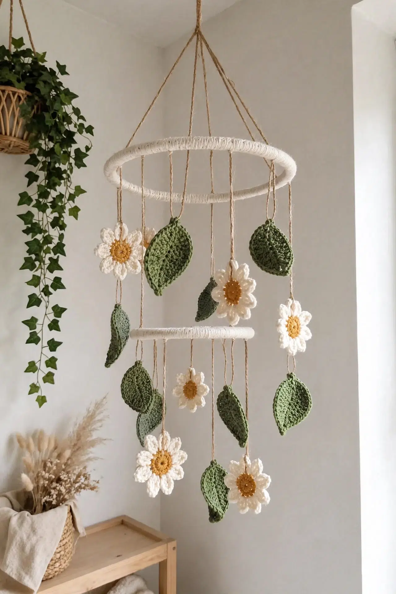 Boho Daisy Leaf Mobile Crochet Pattern