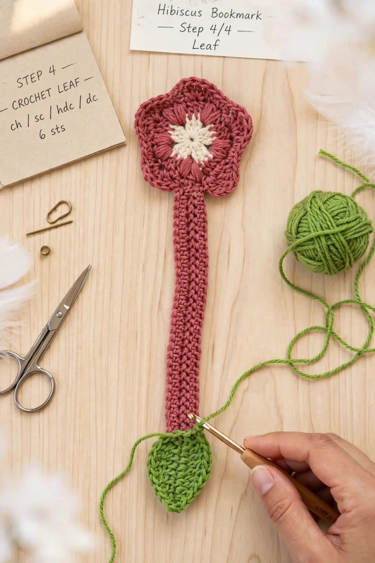 Hibiscus Flower Bookmark Crochet Pattern