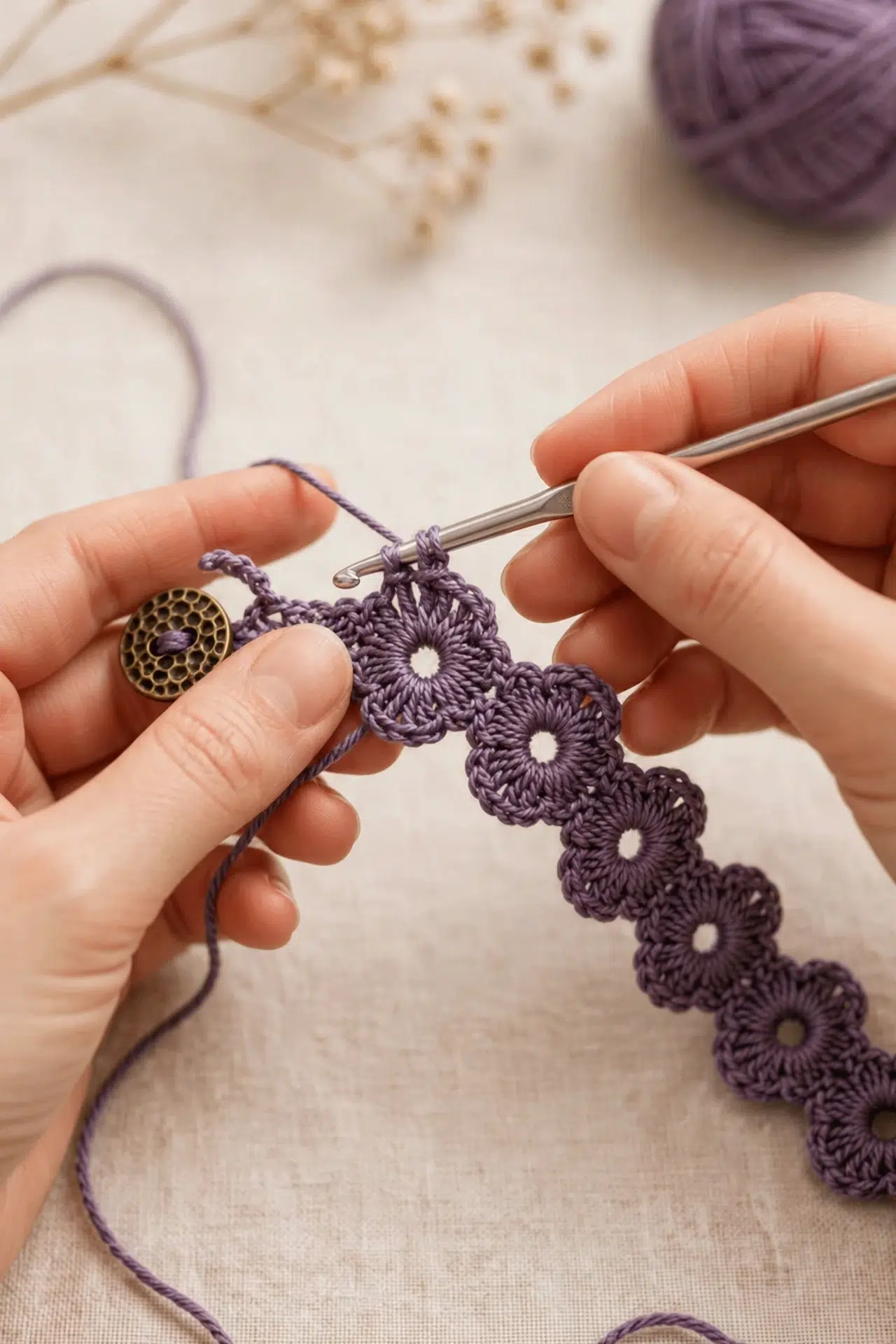 Flower Chain Bracelet Crochet Pattern