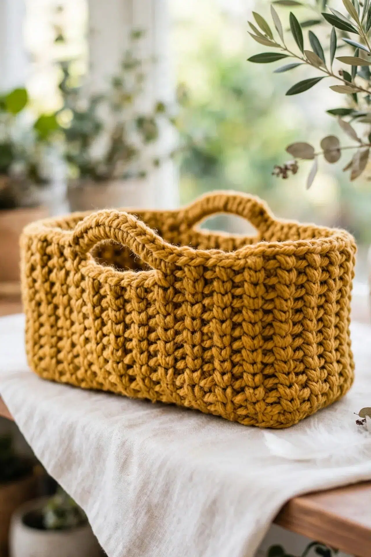 Chunky Mustard Basket Crochet Pattern