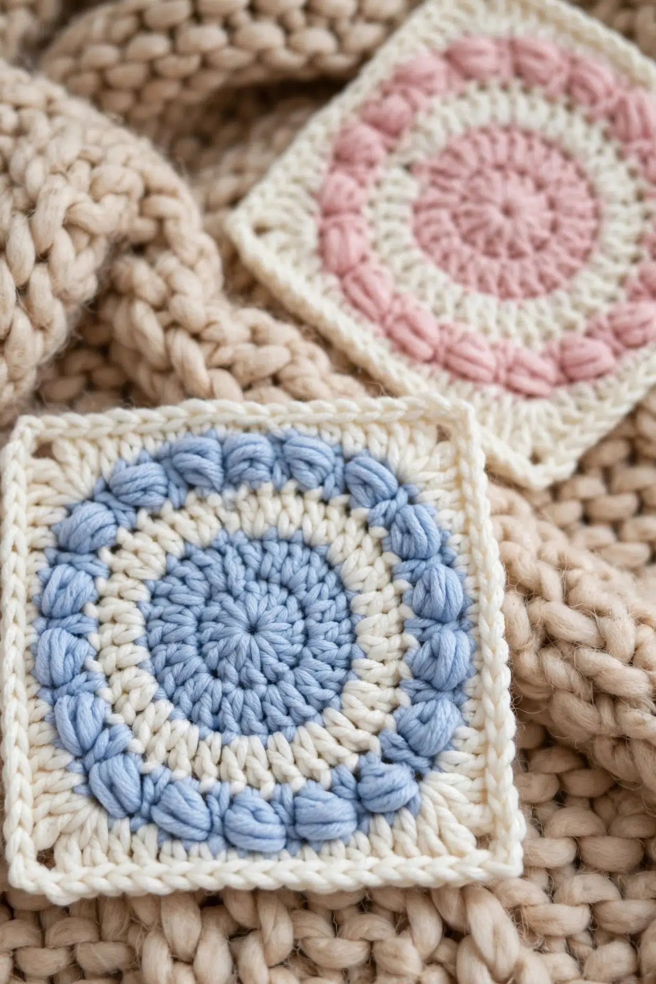Bean Bobble Granny Square Crochet Pattern