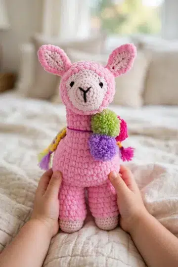 Crochet Llama Amigurumi finished plush with soft texture and charming llama shape