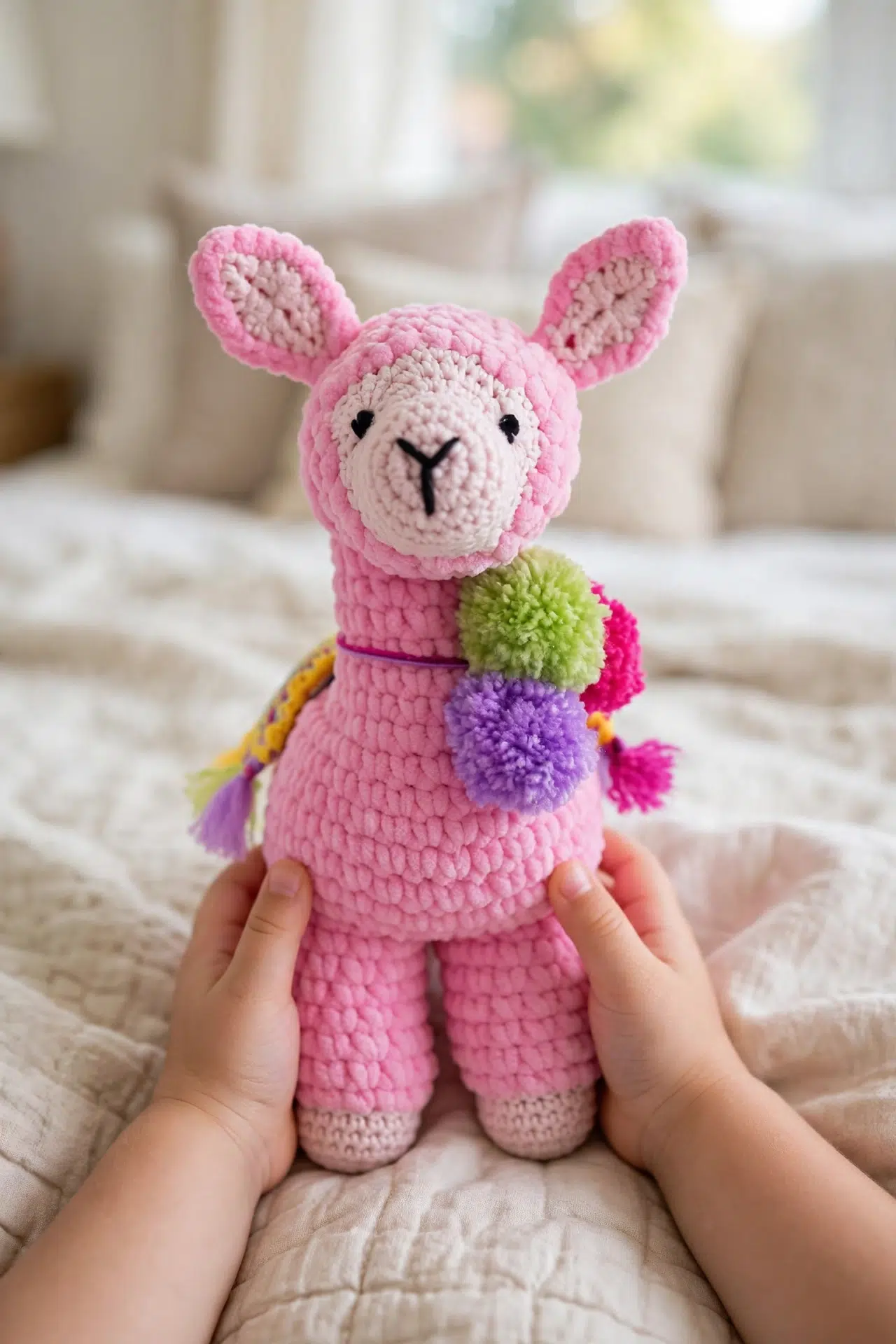 Crochet Llama Amigurumi finished plush with soft texture and charming llama shape