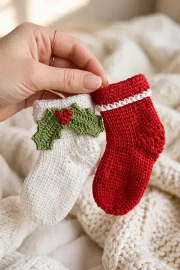 Textured Crochet Christmas Stocking in a classic shape with rich stitch detail